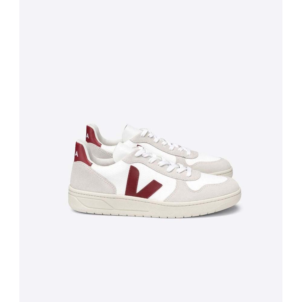 Veja V-10 B-MESH Men\'s Sneakers White/Red | CA 330XYU